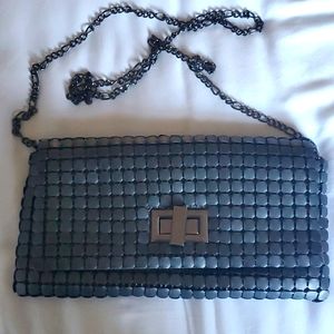 BCBG metal clutch/crossbody purse